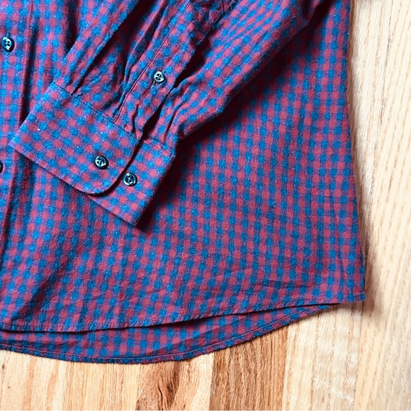 Scoop NYC Men’s Large Red Grey Check Long Sleeve Button Down Shirt Made in Italy - Picture 2 of 7